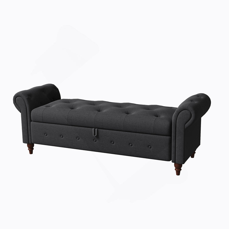 Banc de lit 63 po capitonné, Dark Grey