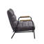 Fauteuil d'appoint Nignu, cuir fleur gris et finition fer mat