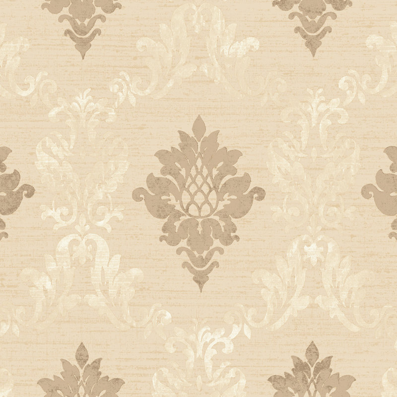 Damas en soie, Or / crème / beige
