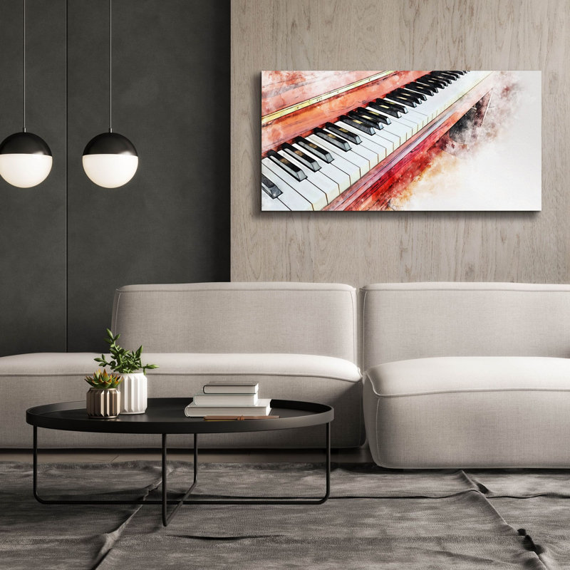 «Red Piano» par Epic Portfolio, art mural sur toile, H 30 po x l 60 po x P 1,5 po