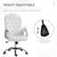 Chaise de bureau à domicile, velours blanc, roulettes pivotantes, hauteur et inclinaison réglables, dossier pour bureau d'ordinateur en velours avec support, de