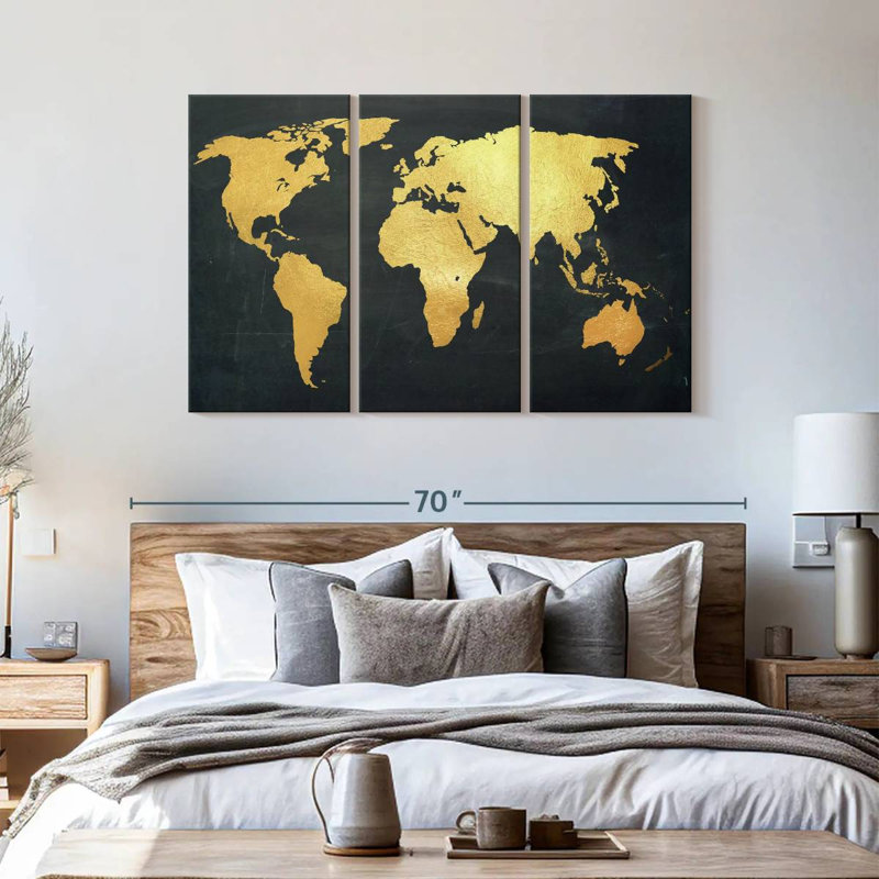 «Adventure Awaits World Map», reproduction sur toile, H 57 po x l 36 po x P 1,25 po