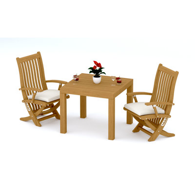 4 Seats 5 Pcs Grade-A Teak Wood Dining Set: 36" Square Table And 4 Warwick Reclining Arm Chairs #11Wa0804