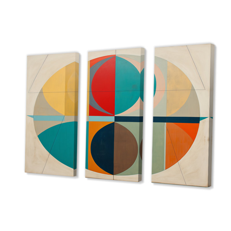 Serendipity, rétro, abstrait Midcentury Geometrics I - ensemble d'art mural moderne sur toile Midcentury