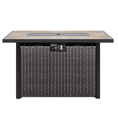 Zalet 25.6'' H x 42.8'' W Propane Outdoor Fire Pit Table with Wind Guard