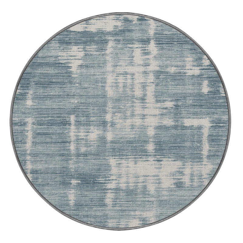 Tapis abstrait gris lavable à la machine, Rond 5 pi