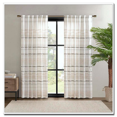 Cotton Printed Curtain Panel with tassel trim and Lining(Only 1 Pc Panel)