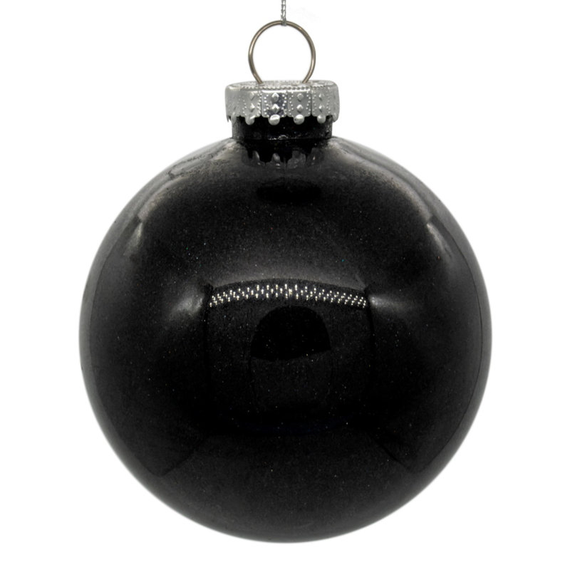 Ornement en forme de boule intérieure transparente avec paillettes, Noir