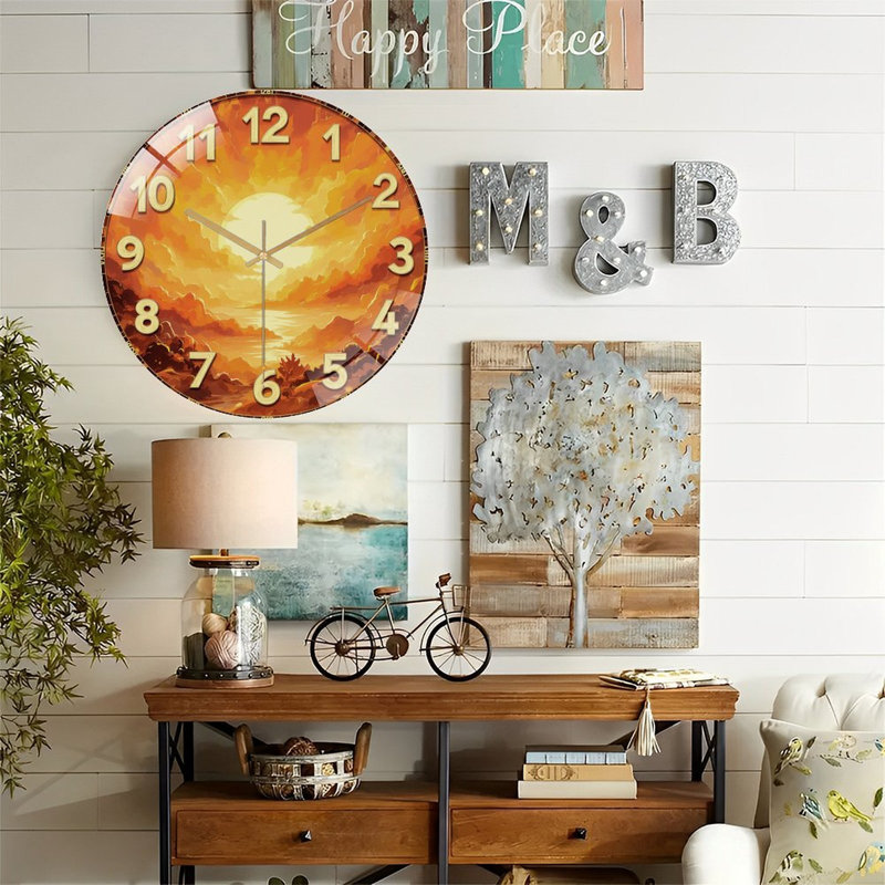Horloge murale 12 po Golden Sunset
