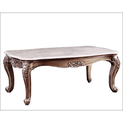 Marble Top & Champagne Finish Coffee Table