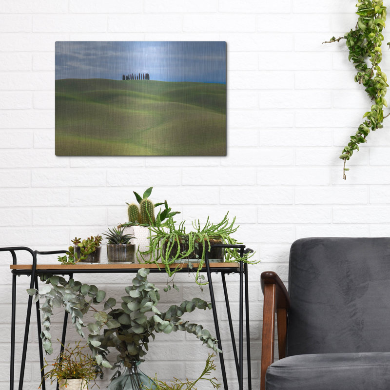 «Val d'Orcia respite» par IMB, art mural en métal, 24 po x 16 po, H 12 po x l 16 po