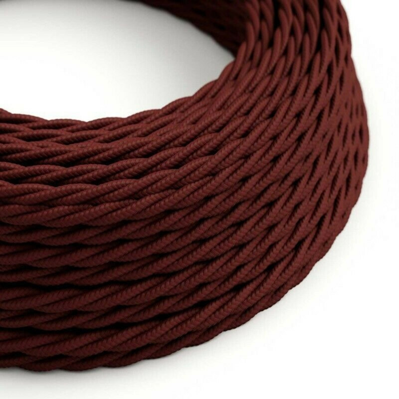 2Core Twisted Vintage Coloured 0.75Mm Braided Fabric Flexible Electrical UK Lighting Wire Cable, Burgandy