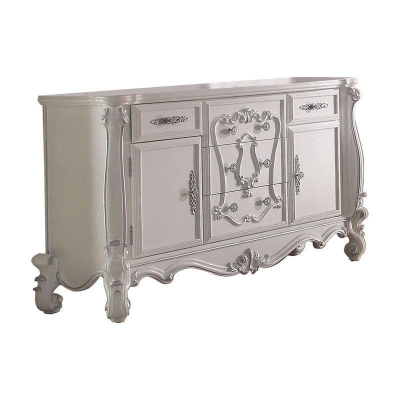 Commode surdimensionnée à 5 tiroirs Sylacastr, Blanc os