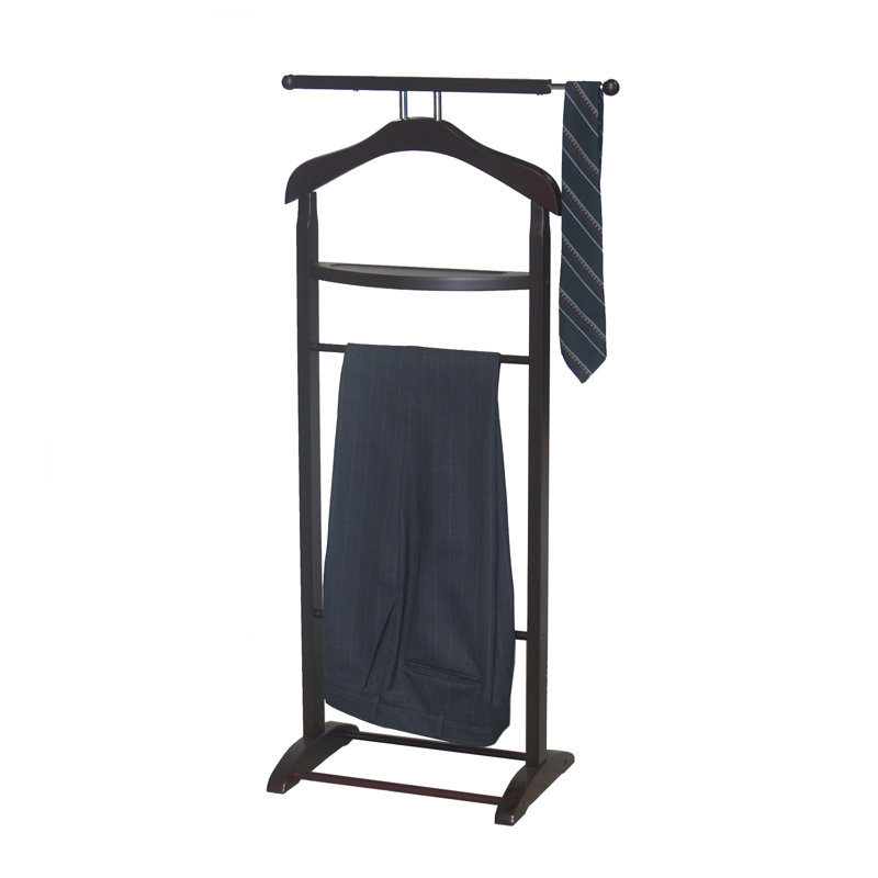 Walnut Wood Knight Valet Stand with Key Rack and Tie Bar