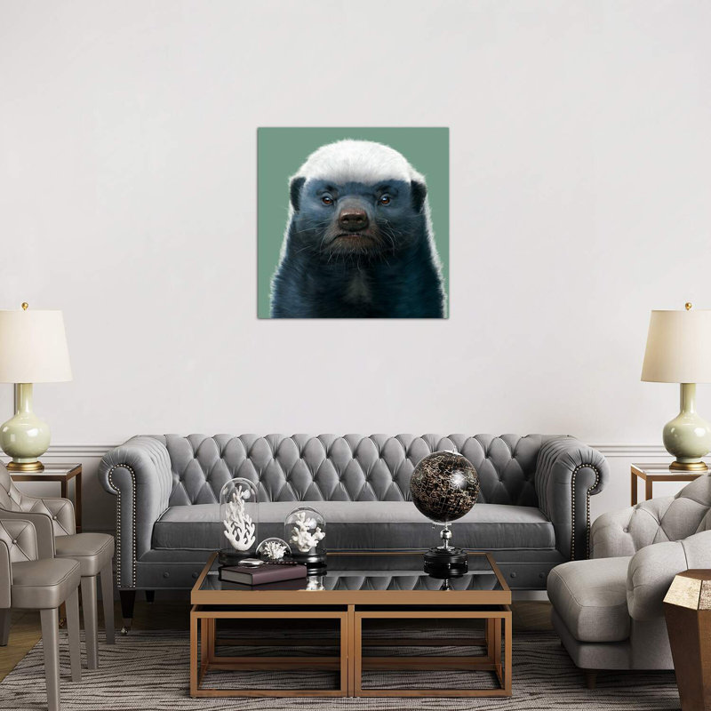« Honey Badger » par Vincent HIE-impression d’art graphique, H 37 po x l 37 po x P 1,5 po, Toile tendue