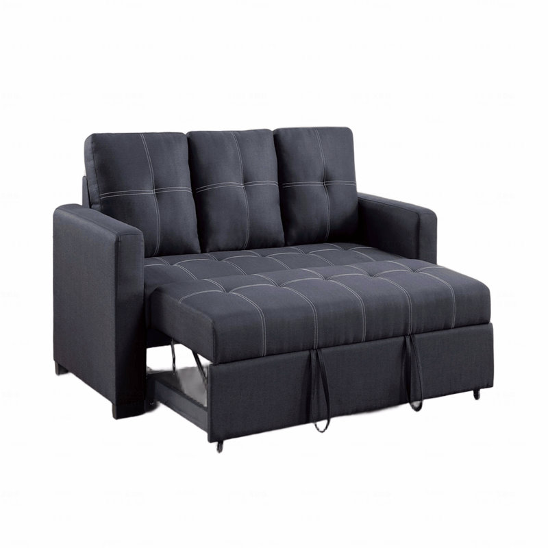 Canapé modulaire, canapé-lit, canapé-lit capitonné en polyfibre noir