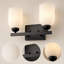 Applique murale de meuble-lavabo 2 lumières avec abat-jour en verre givré nervuré, noir mat-1697578692-1697578690-1697578689