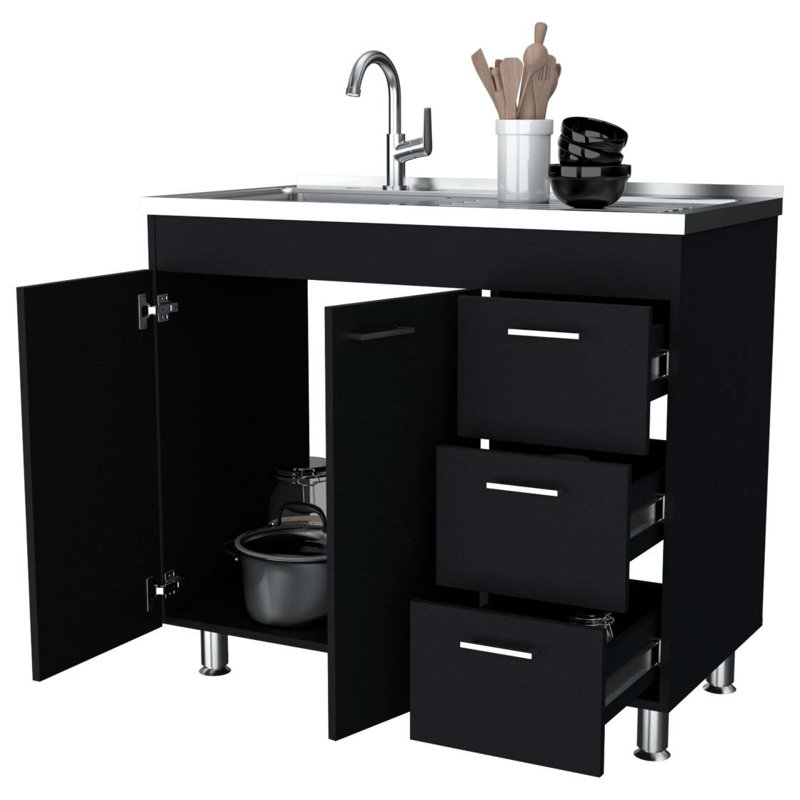 Armoire de cuisine 2 portes et 3 tiroirs