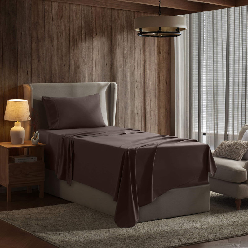 Ensemble de draps en micro-fibre, Simple, Brun chocolat