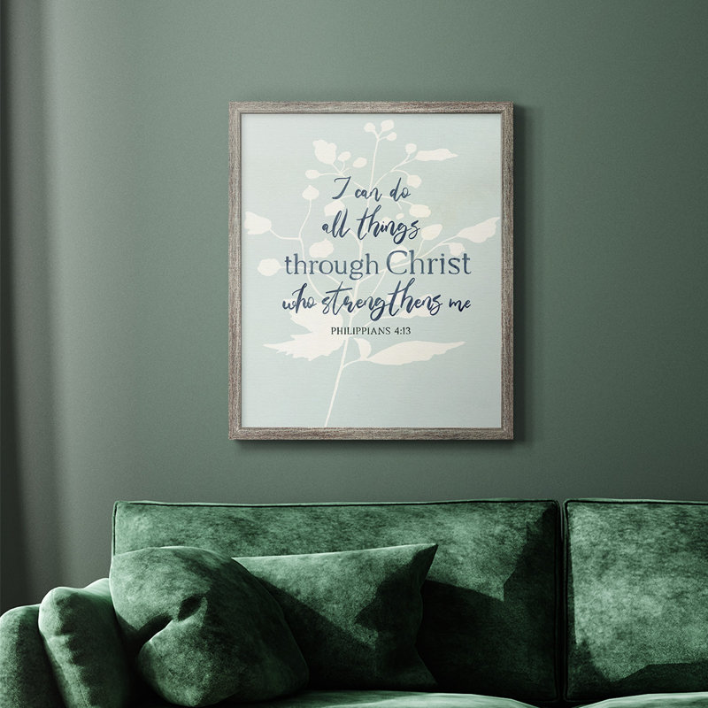 Toile encadrée de qualité supérieure «I Can Do All Things» - prête à être accrochée, Argent patiné, H 24 po x l 20 po