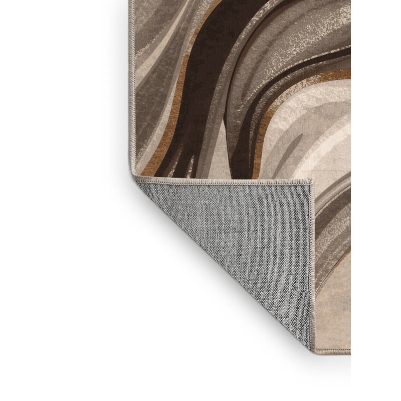 Tapis beige lavable à la machine moderne Brentwood, 4 x 2