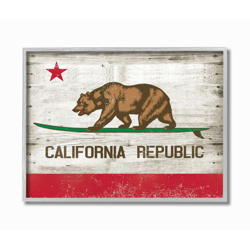 « california republique bearing », reproduction d’art en bois par retrorocket-impression, Estampe numérique Farmhouse