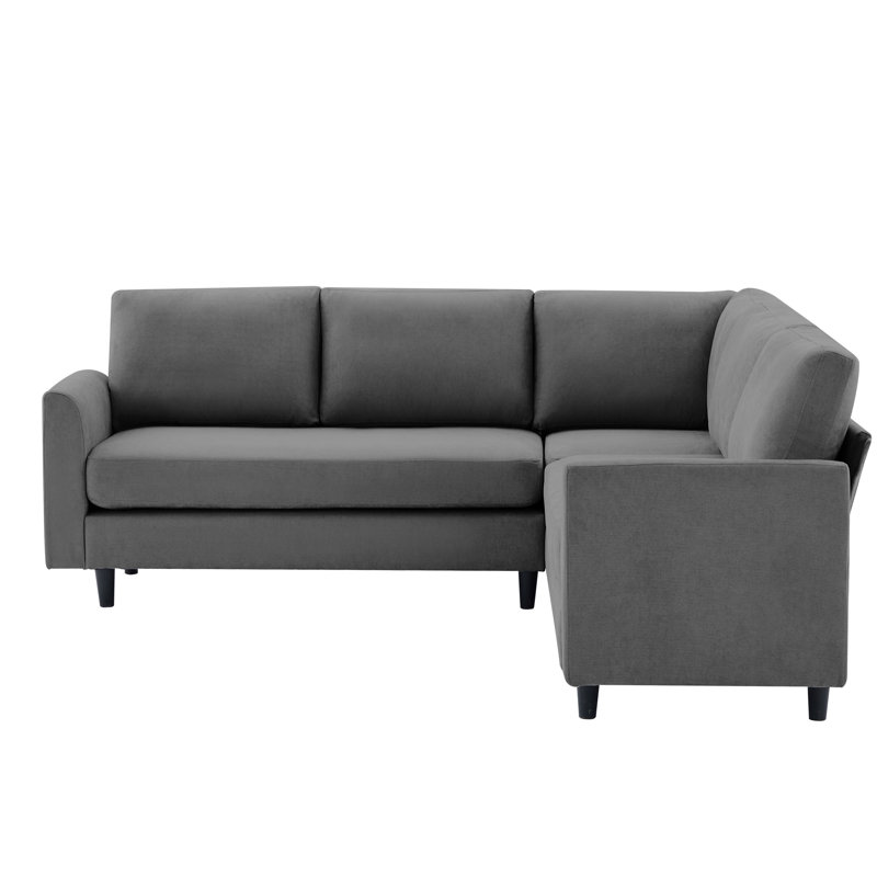 83.5" Sectional Corner Sofa With Armrest Black Legs Seater For 5, Teal Fabric