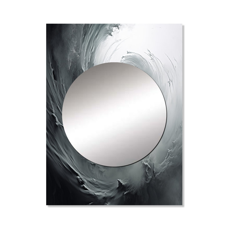Grey Turbulent Turn Spiral - Abstract Spirals Mirror Wall Decor MTMIR106223, 40" x 30"