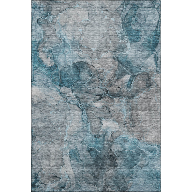 Premium Machine Washable Prisco Teal Rug