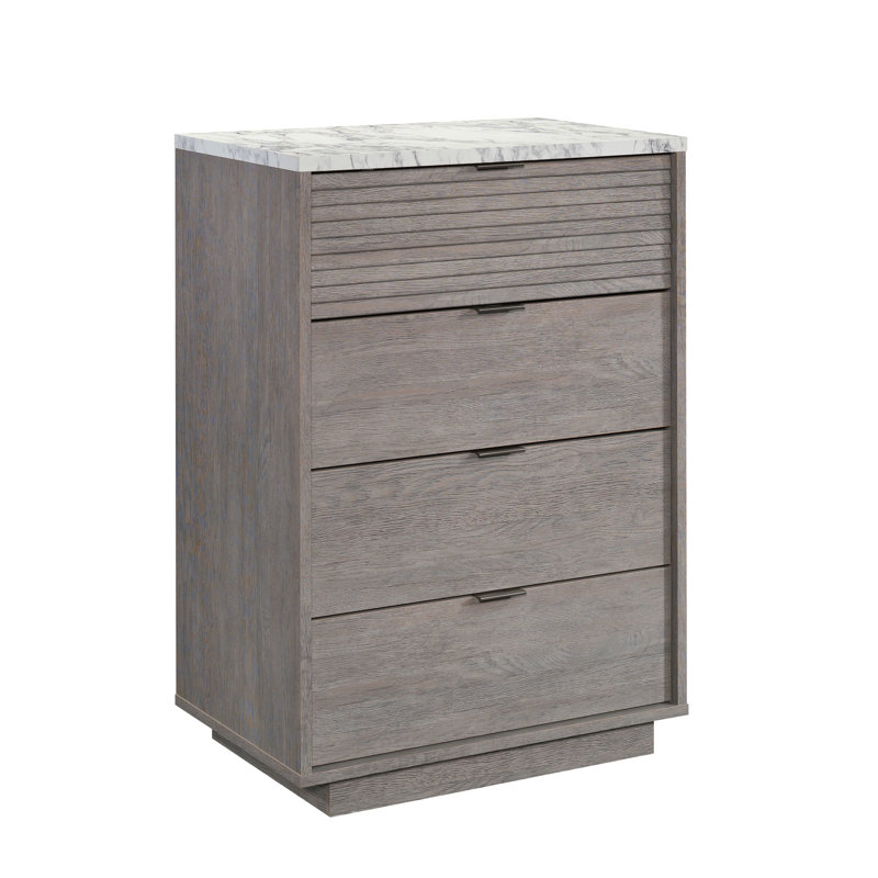 Commode 4 tiroirs, finition brune