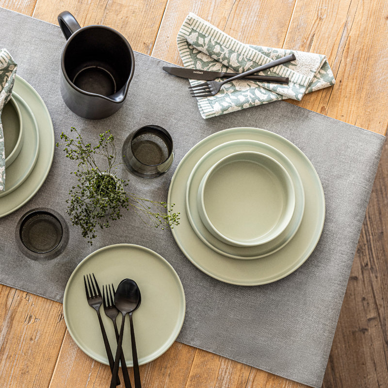 Gray Chambray Cotton Table Runner, 18" x 108"
