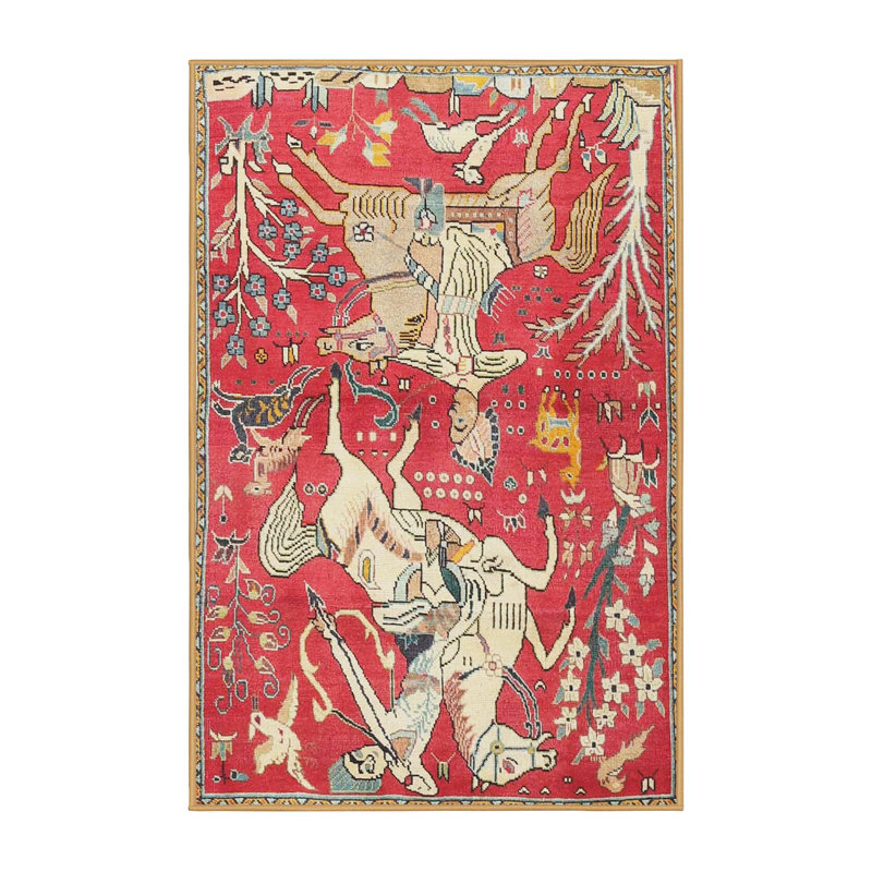 Tapis traditionnel rouge / brun, Rectangle 7 pi x 10 pi