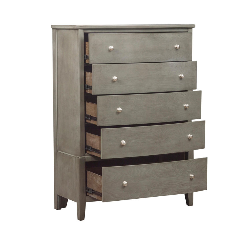 Commode 5 tiroirs P 38, Gris