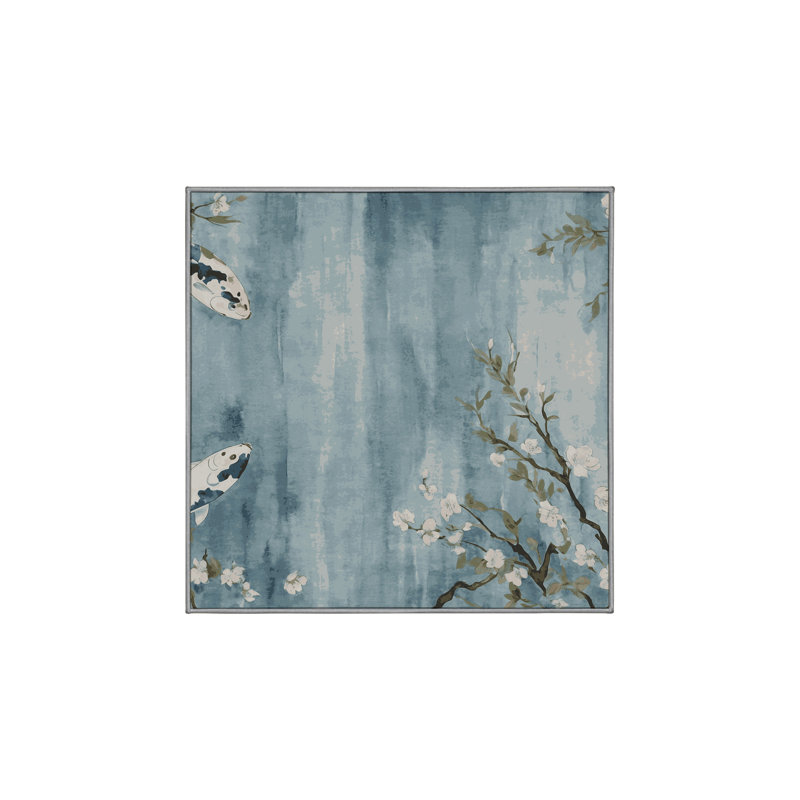 Machine Washable Gray Area Rug, Square 6'