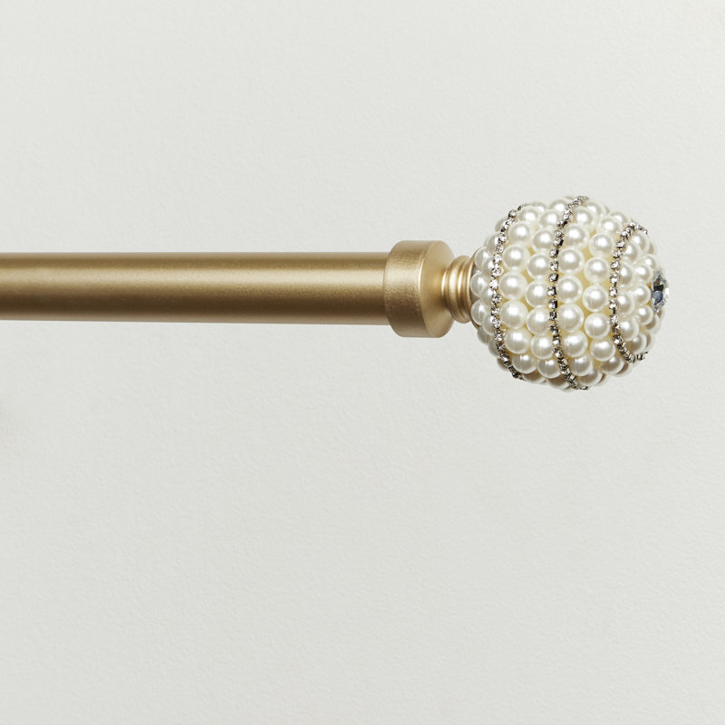 Metal Adjustable 1" Single Curtain Rod, 66" - 120", Gold