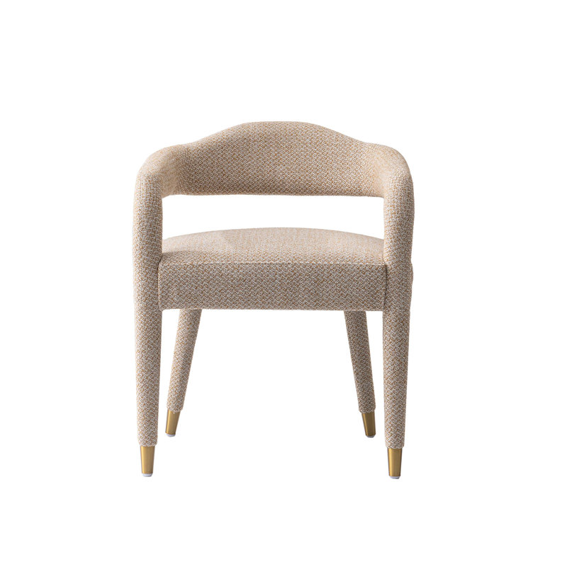 Sawda Modern Tweed Upholstered Dining Armchair, Gold Dust, 1