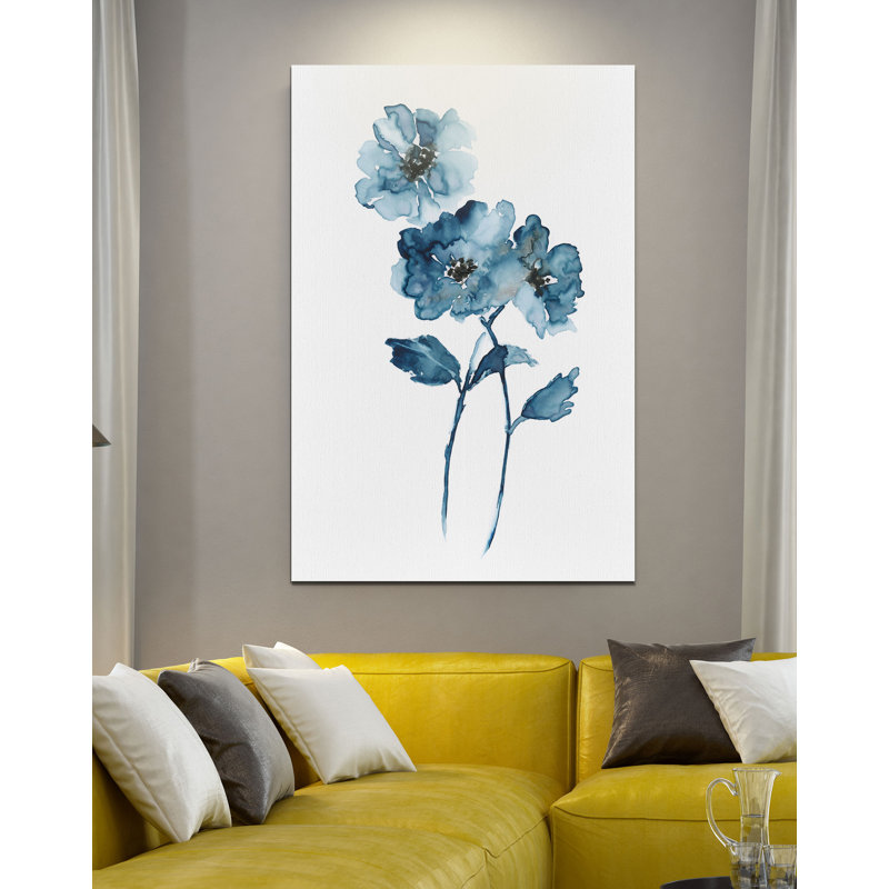 « blue botanique ii », reproduction, H 18 po x l 12 po x P 1,5 po, Toile tendue