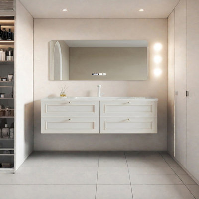 Armoire de salle de bain crème