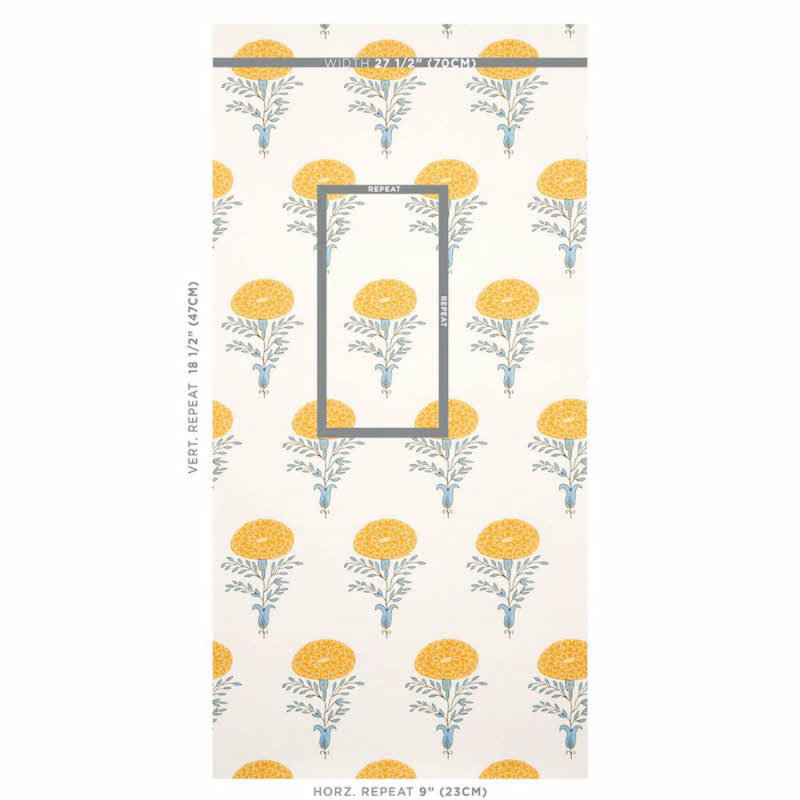 Schumacher x Molly Mahon Marigold Wallpaper, Yellow