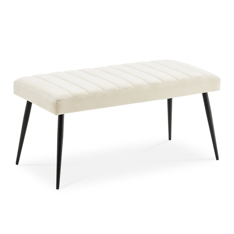 Velvet Upholstered Bench, Beige