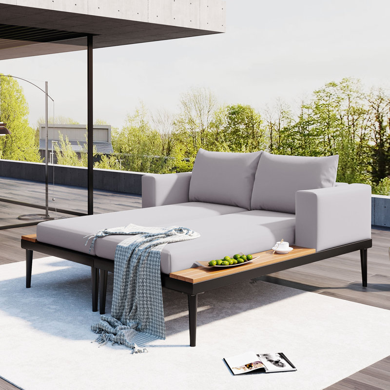 55.02 " W Patio Daybed with Cushions, Gray