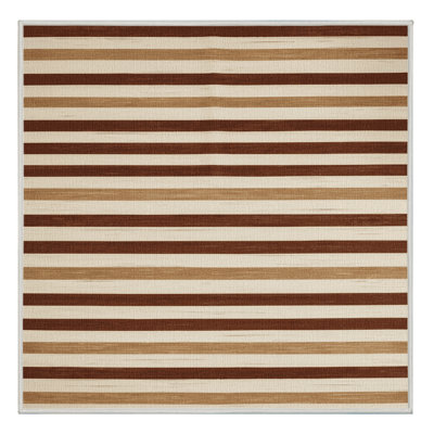 Tapis beige à rayures horizontales lavable à la machine