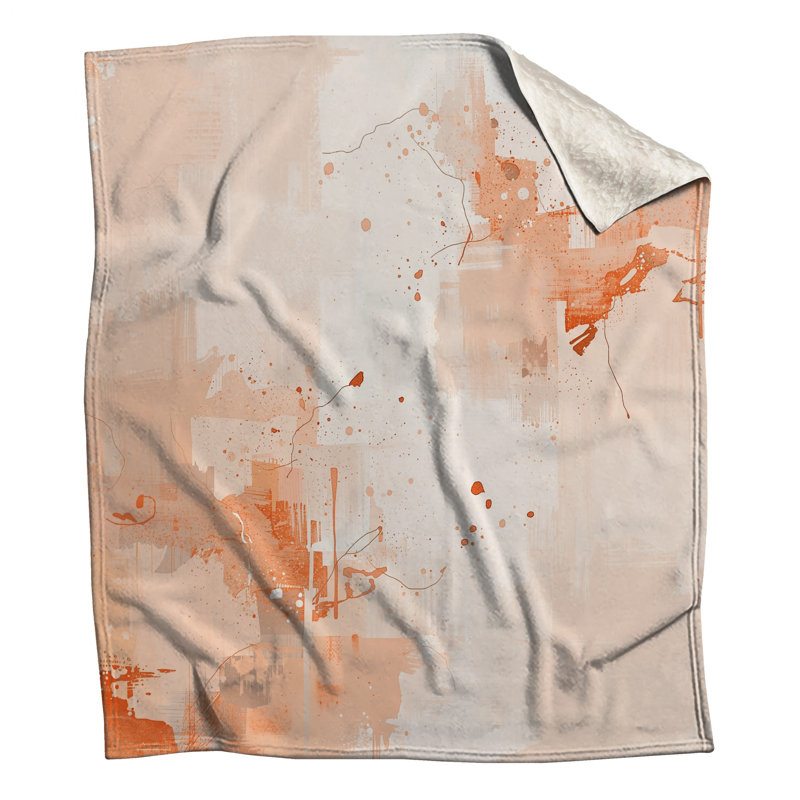 Couvertures orange à éclaboussures abstraites, L 50 po x H 60 po