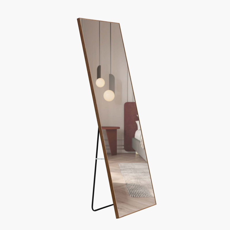 Quinnisha Solid Wood Rectangle Mirror, 58" x 15", Brown