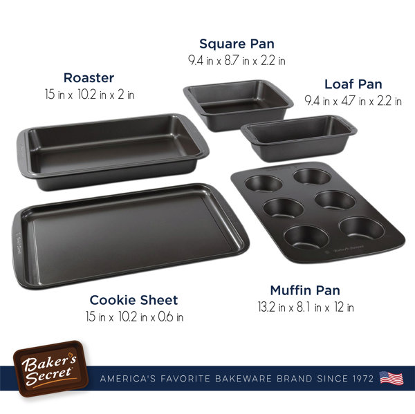 Baker's Secret Bakeware Sets - 9 Pieces Baking Pans Set with Grip - Baking  Sheets for Oven Nonstick Set, Wedding Registry Items baking dishes for oven  - Nonstick bakeware pan set