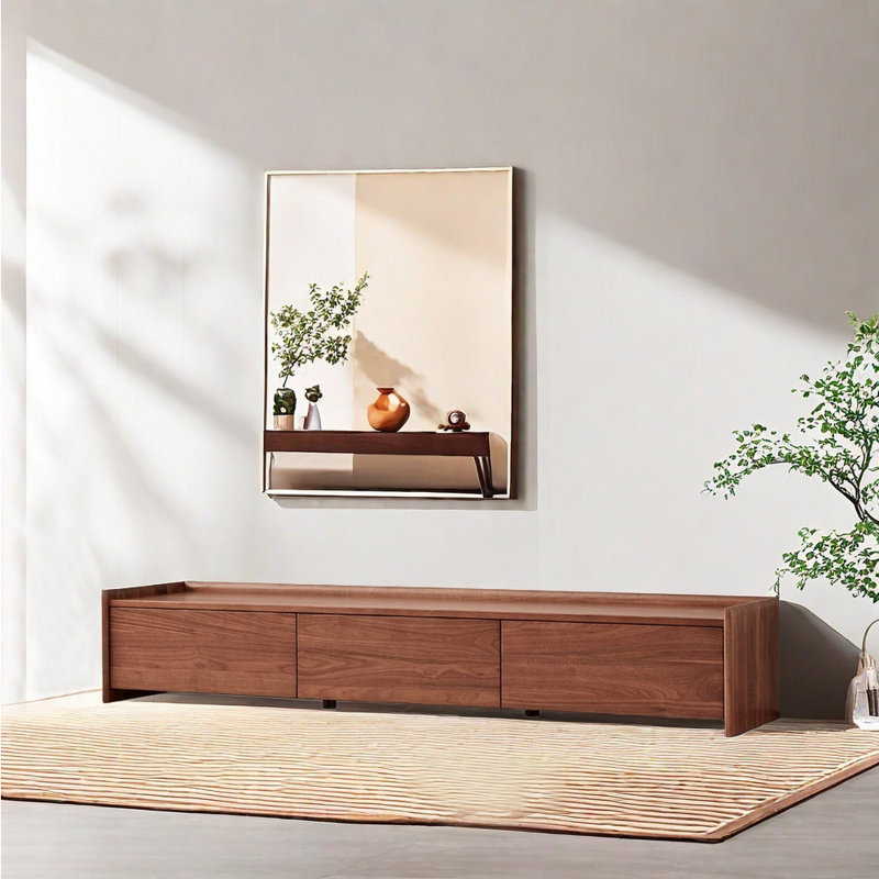 Meuble télé minimaliste en bois massif de style américain