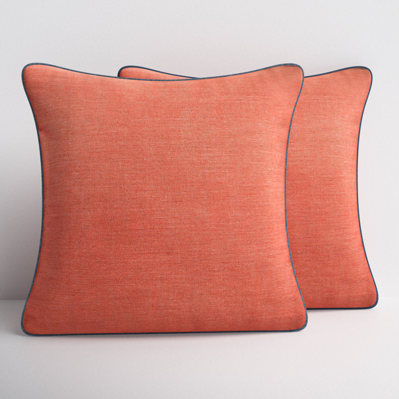 Housse et insert de coussin carré extérieur Jaclyn, 22 po x 22 po, Bleu / corail