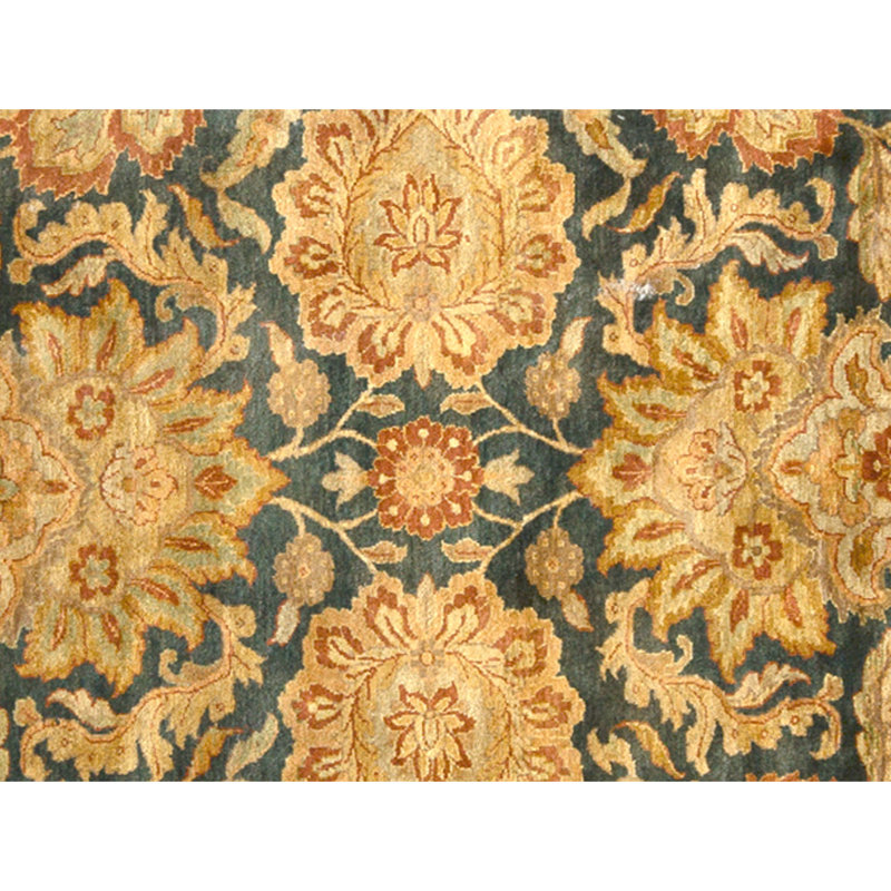 Tapis bleu et doré de haute qualité noué à la main