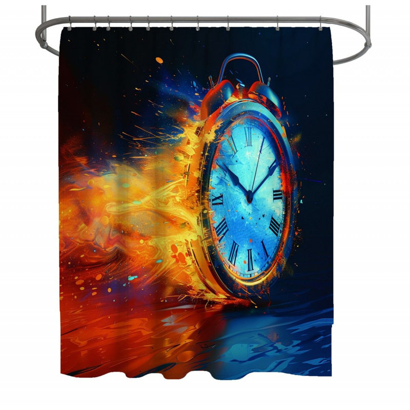 Alarm Clock Concept Shower Curtain, 70" W x 83" L