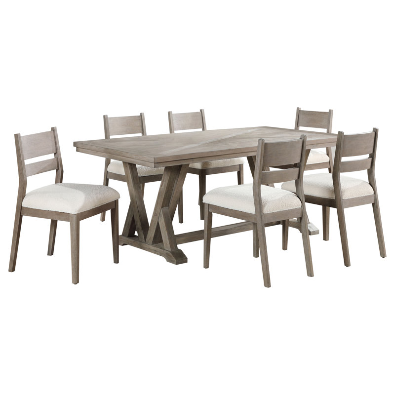 Ashtyn 7-piece Rectangular Dining Table Set Coastal Grey, 7 Pieces: Table, 6 Chairs